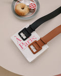 square buckle wide belt
