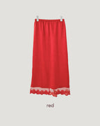 satin lace point long skirt