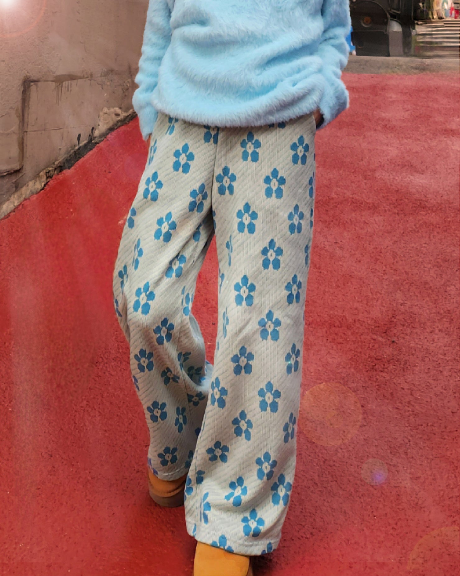 flower jacquard pants