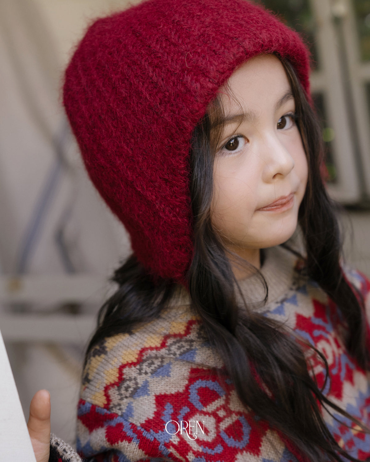 【OREN】flip knit brim beanie