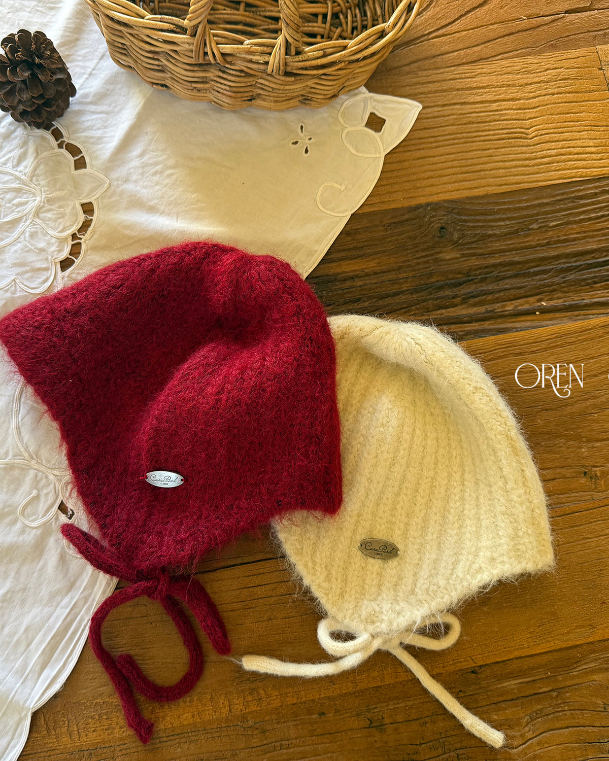 【OREN】flip knit brim beanie