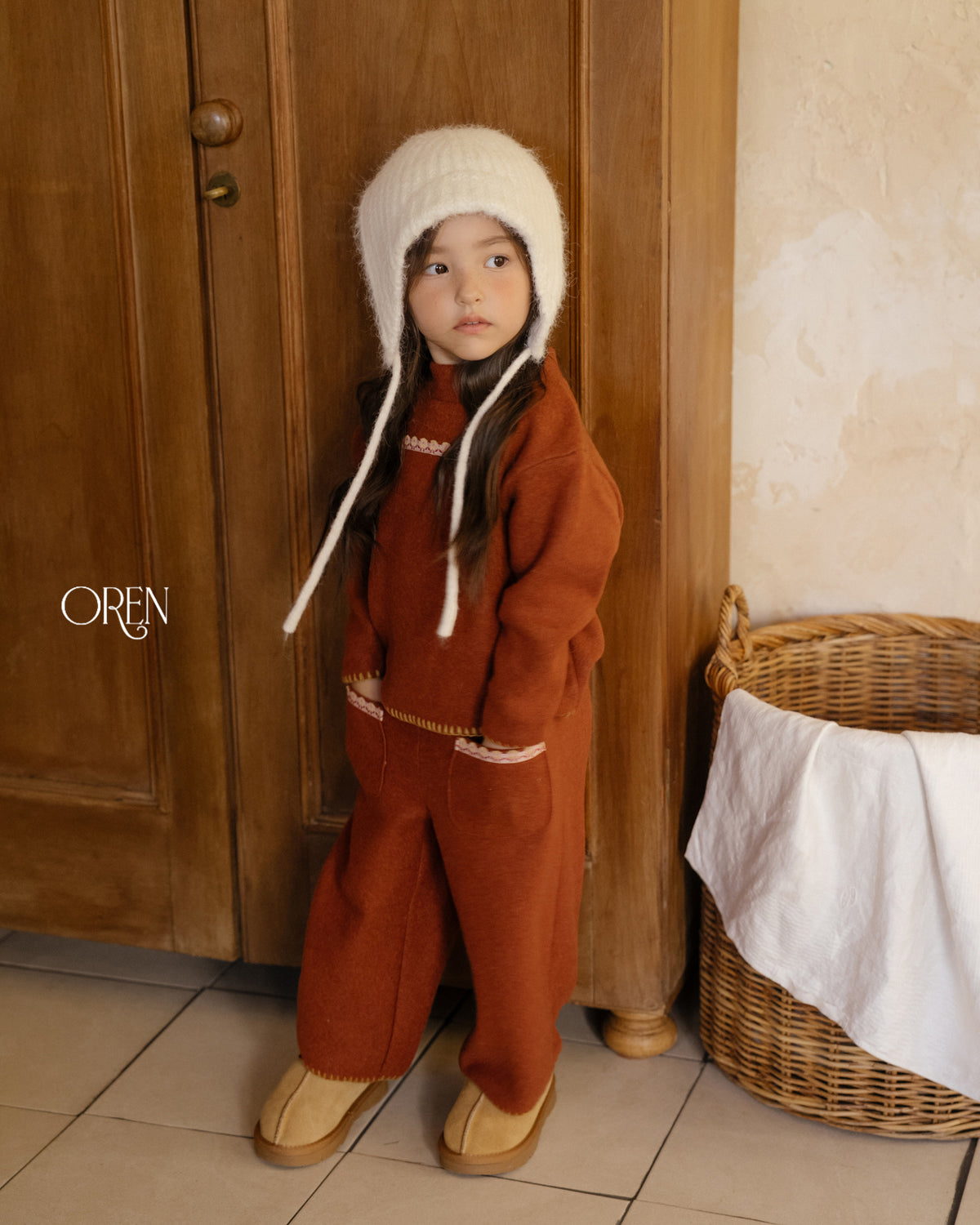 【OREN】flip knit brim beanie