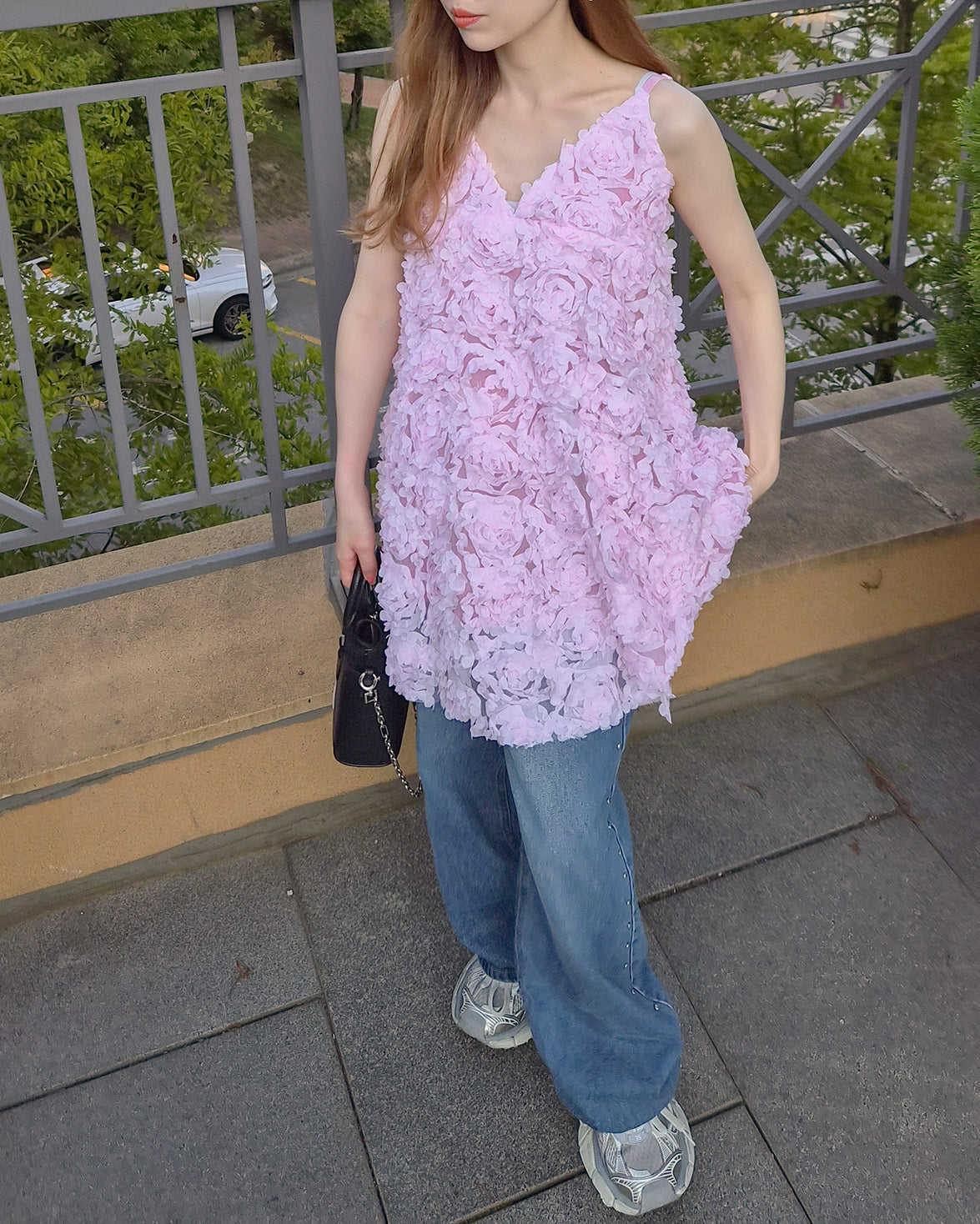 rose motif volume tunic