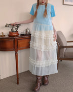 tiered frill sheer long dress