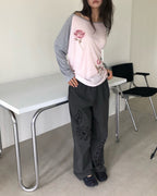 flower raglan sleeve T