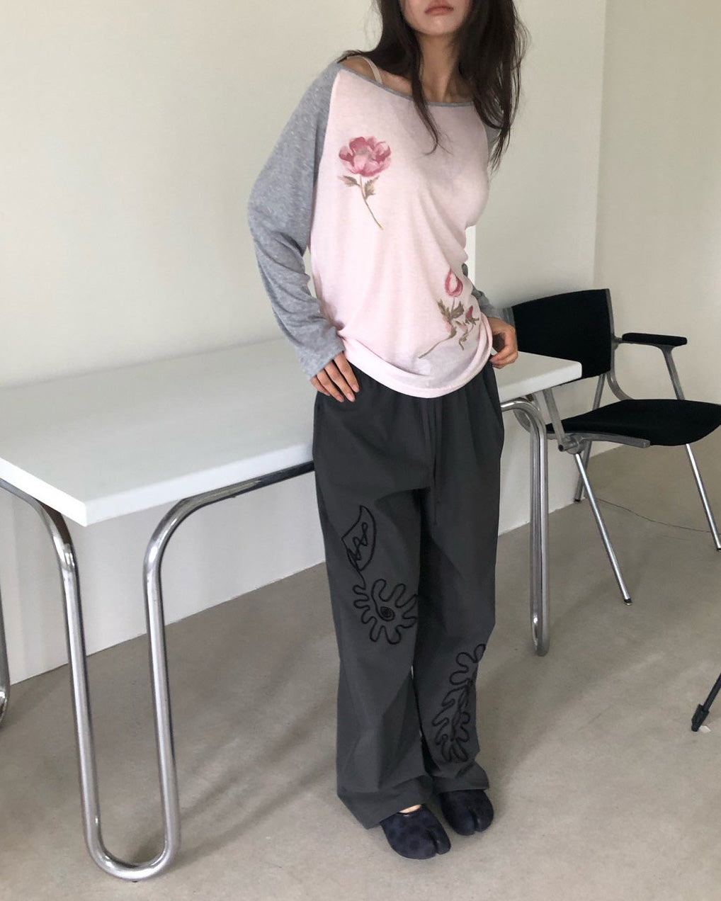 flower raglan sleeve T
