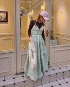 shirring bustier cotton long dress