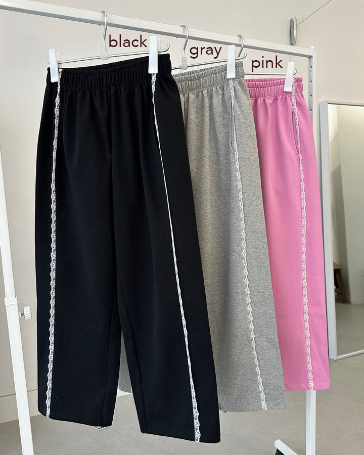 lace line sweat jogger pants