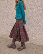 dot pleated midi skirt