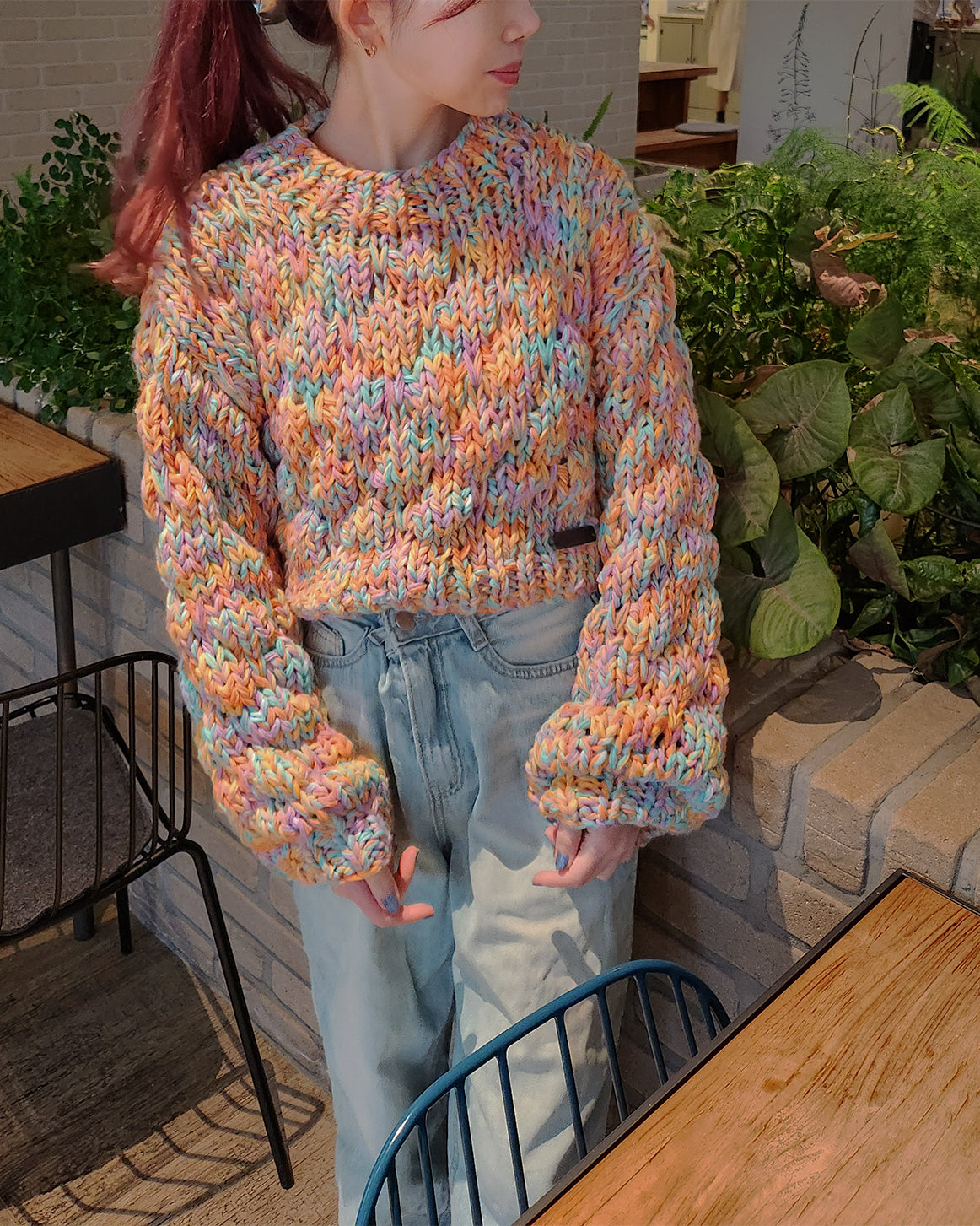 multi color handmade volume short knit