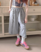 frill sweat half pants