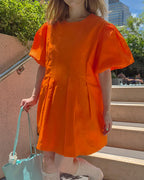 volume puff sleeves tack mini dress