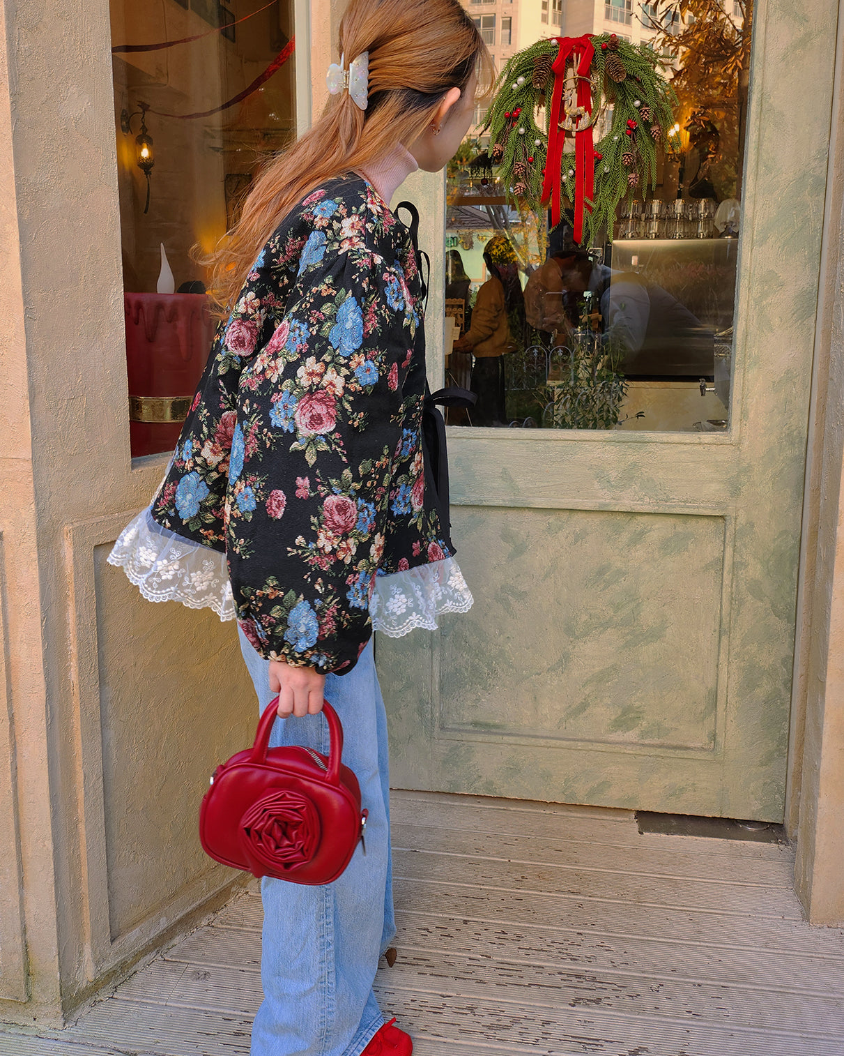 rose motif mini bag