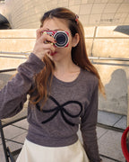ribbon embroidery light knit T