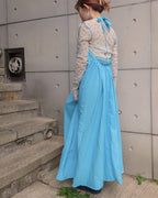 halter neck back open long dress