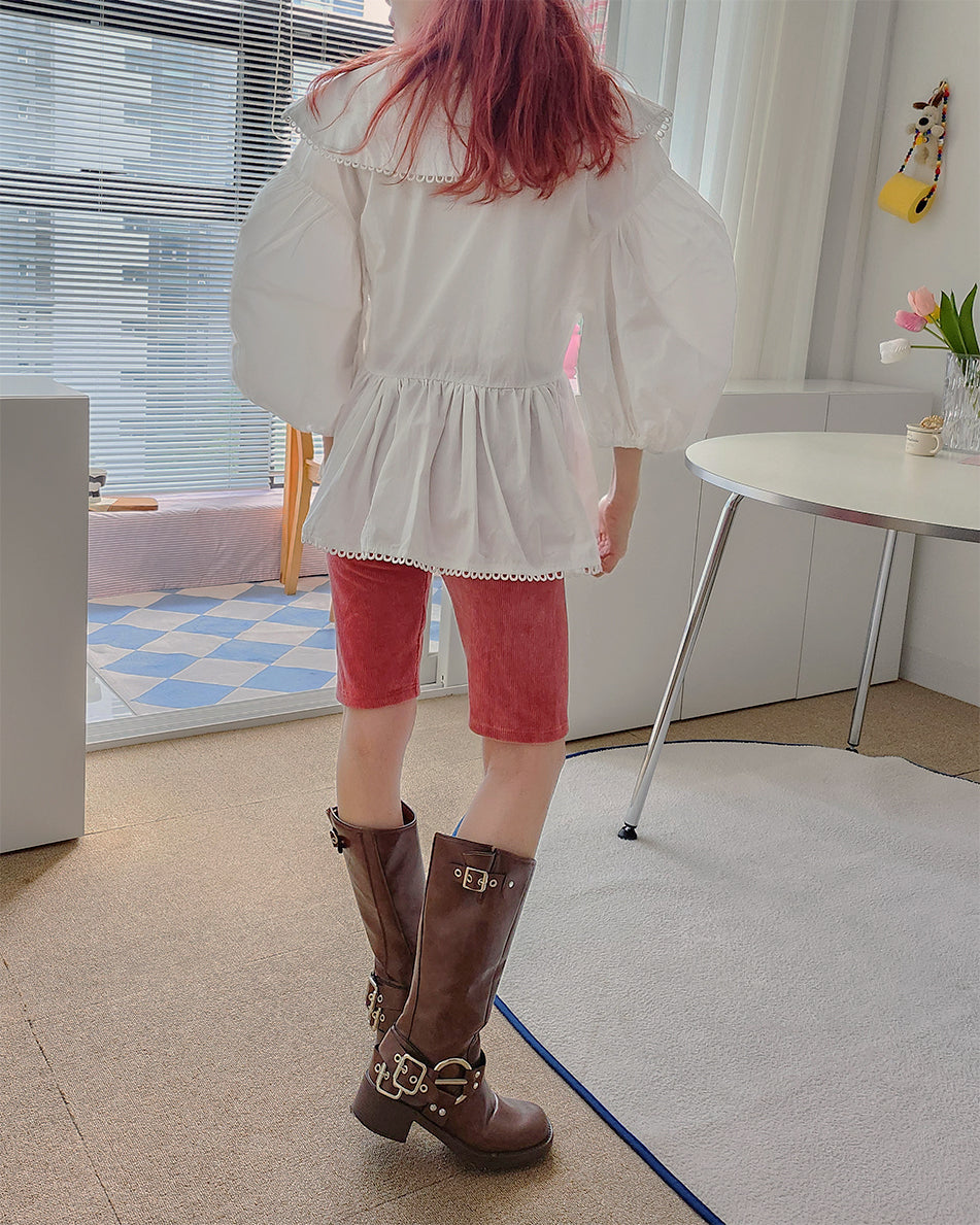 velvet half rib leggings