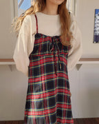 check camisole flare dress