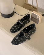 studs mary jane flat shoes