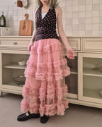 tiered volume frill tulle skirt
