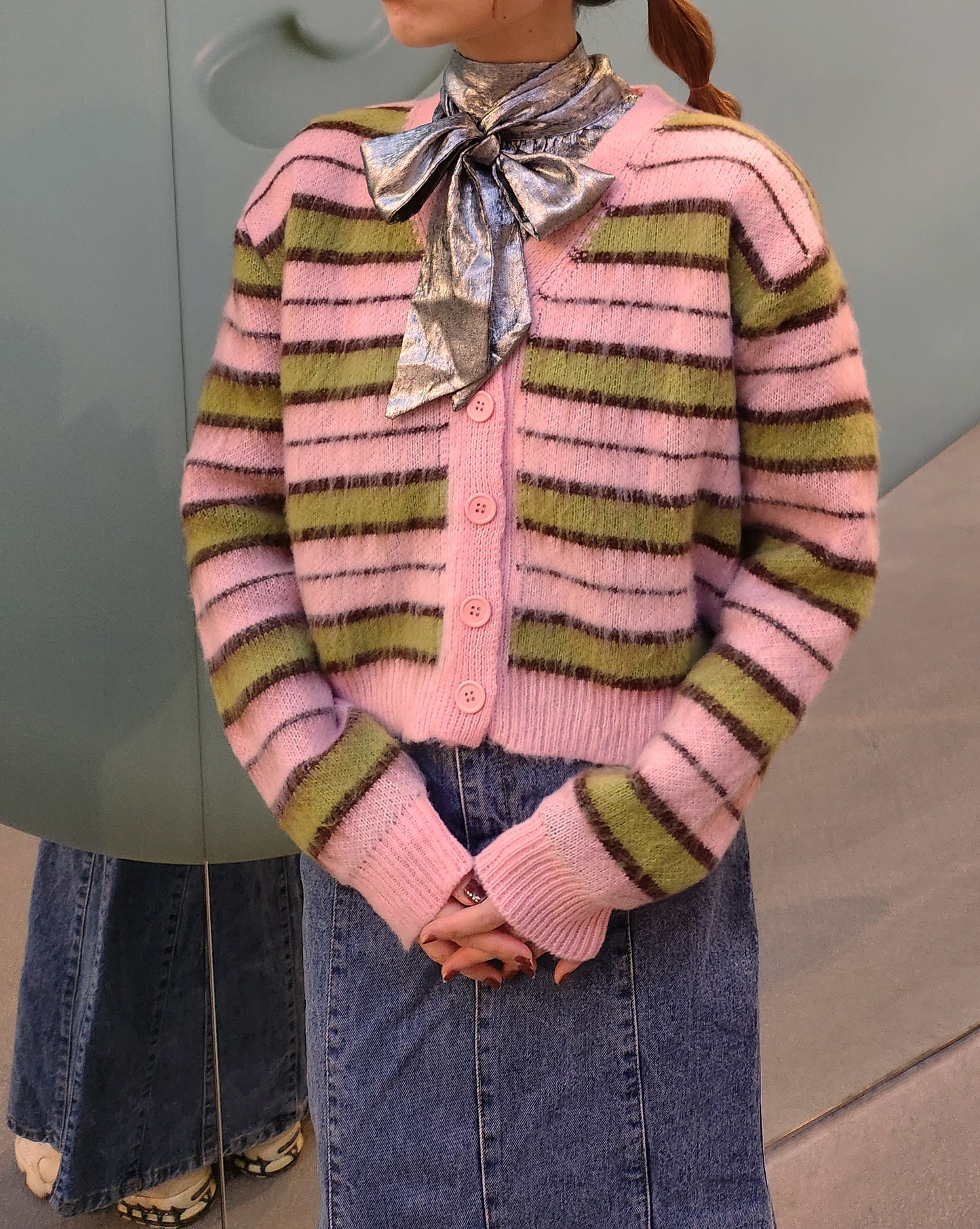multi stripe knit cardigan