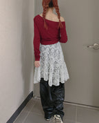 wrinkle faux leather wide pants