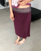 waist lace midi flare skirt