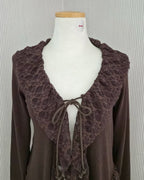 frill lace flare cardigan