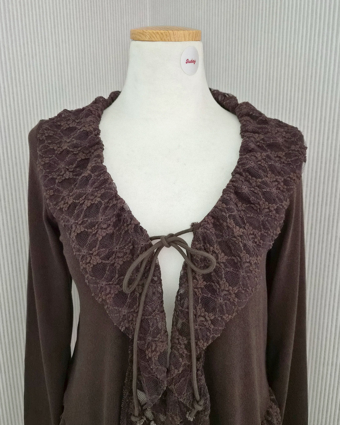 frill lace flare cardigan