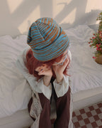 90's zebra knit beanie