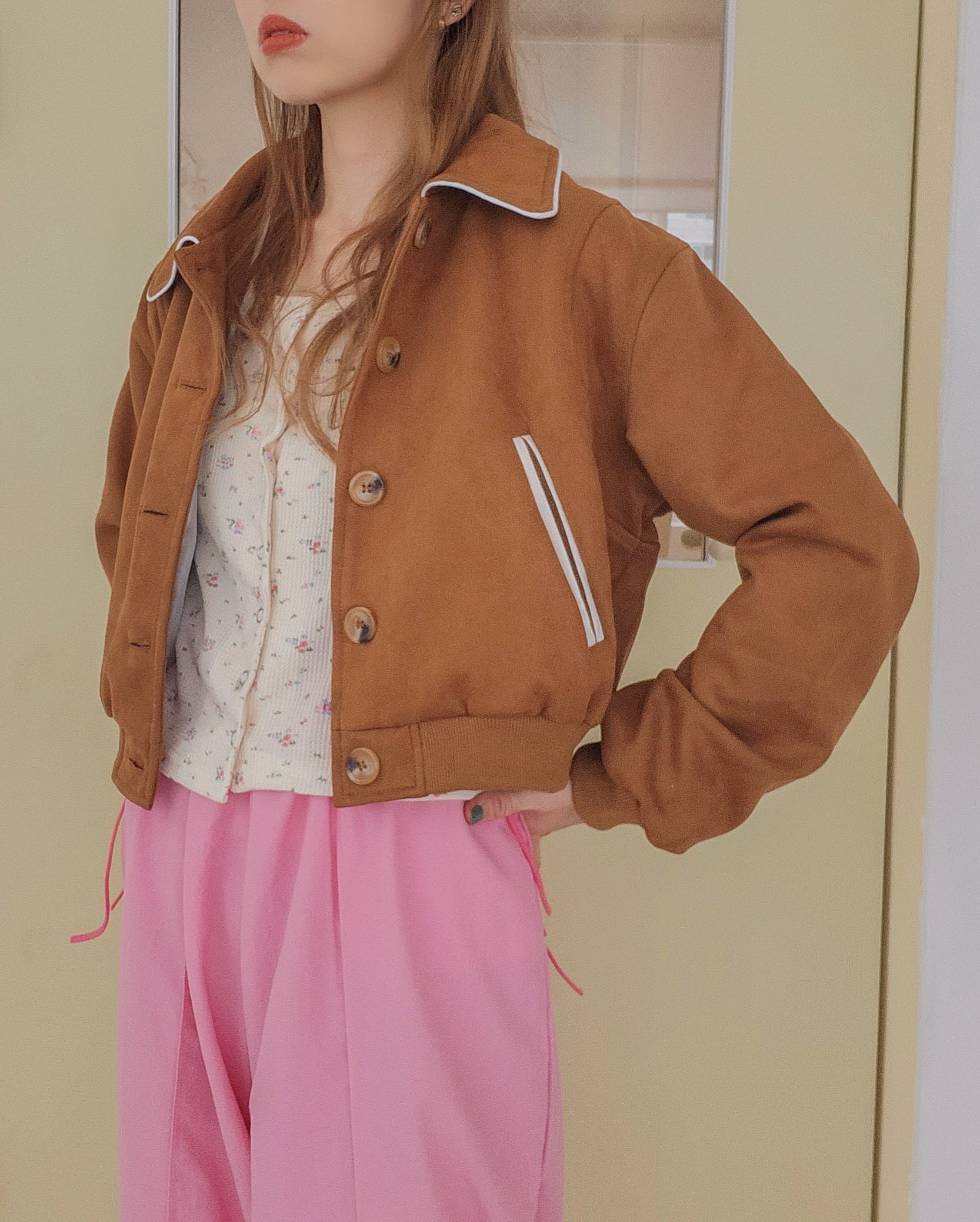 faux suede blouson