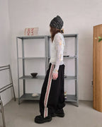 red line wide track pants