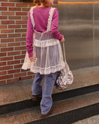 sheer lace frill mini dress
