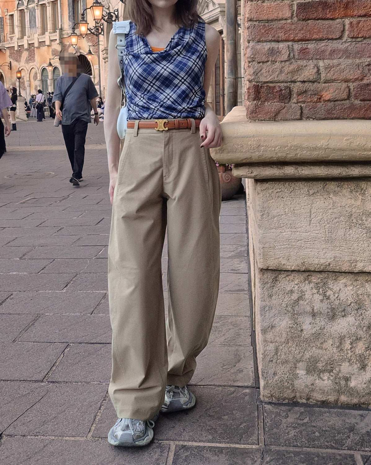 check draped shirring top