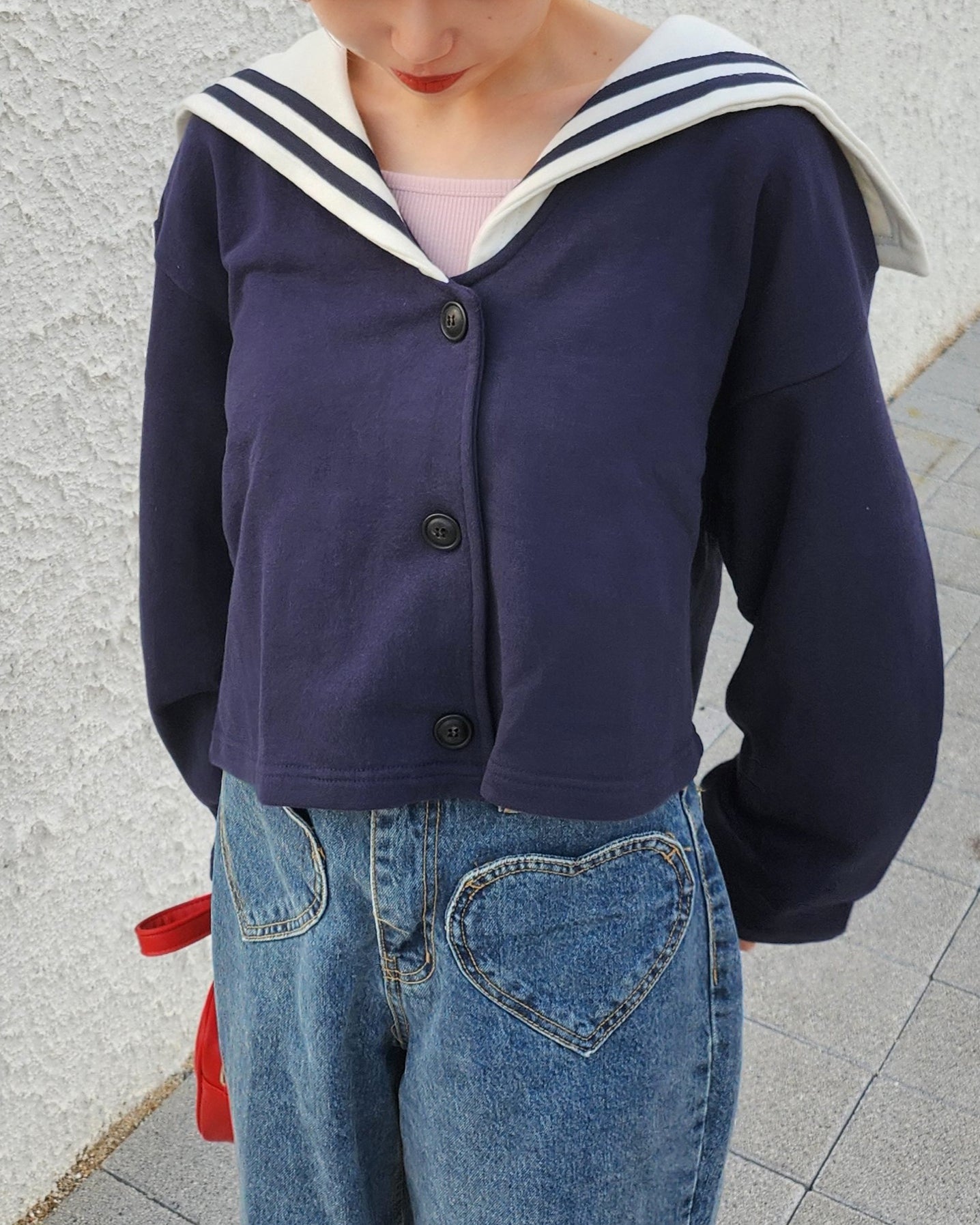 sailor collar sweat cardigan