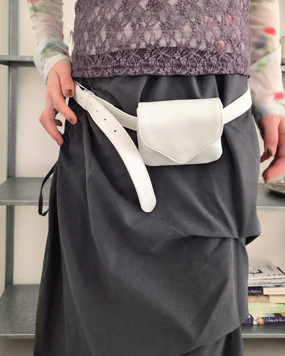 faux leather pouch belt