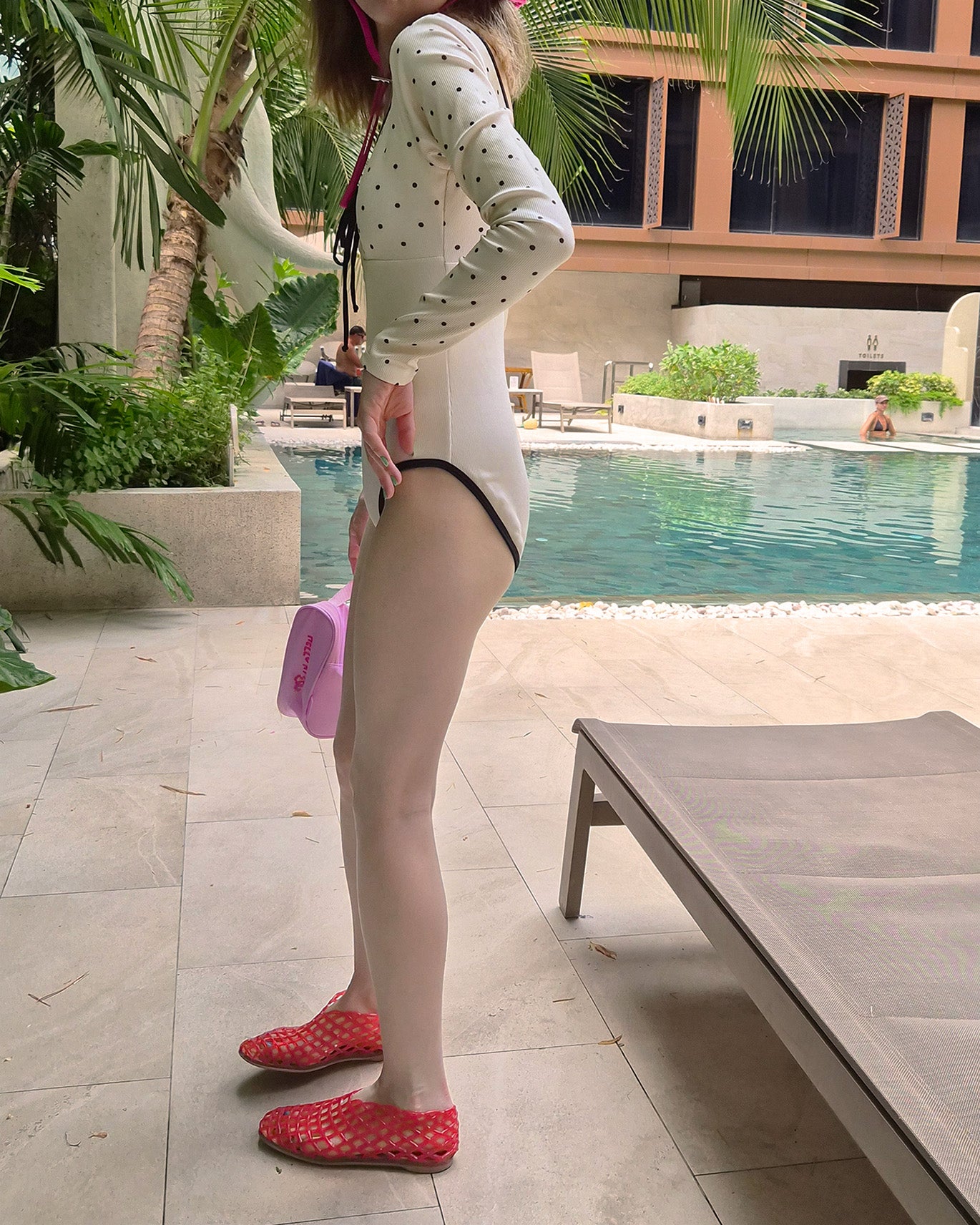 dot long sleeve swimwear