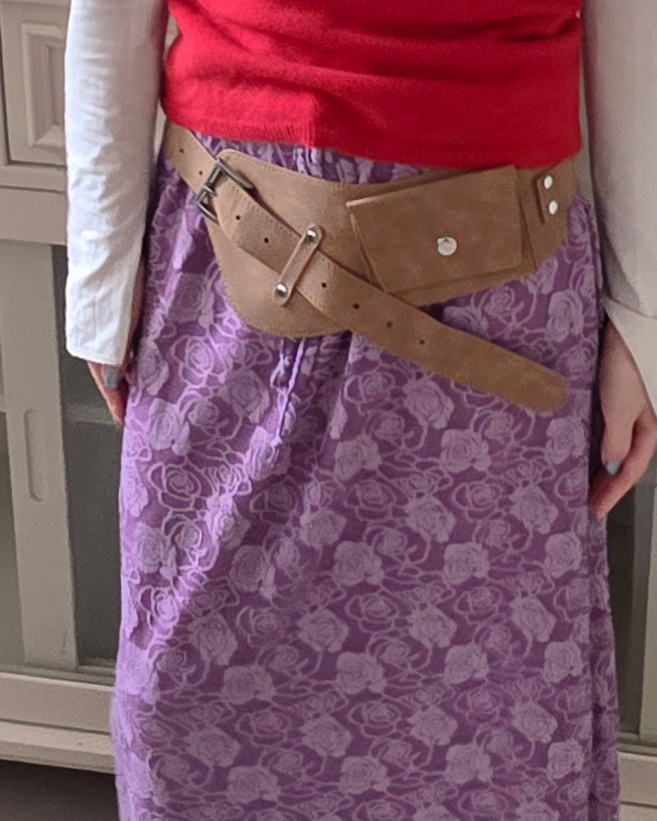 faux suede pocket wide belt