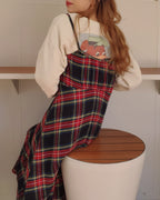 check camisole flare dress