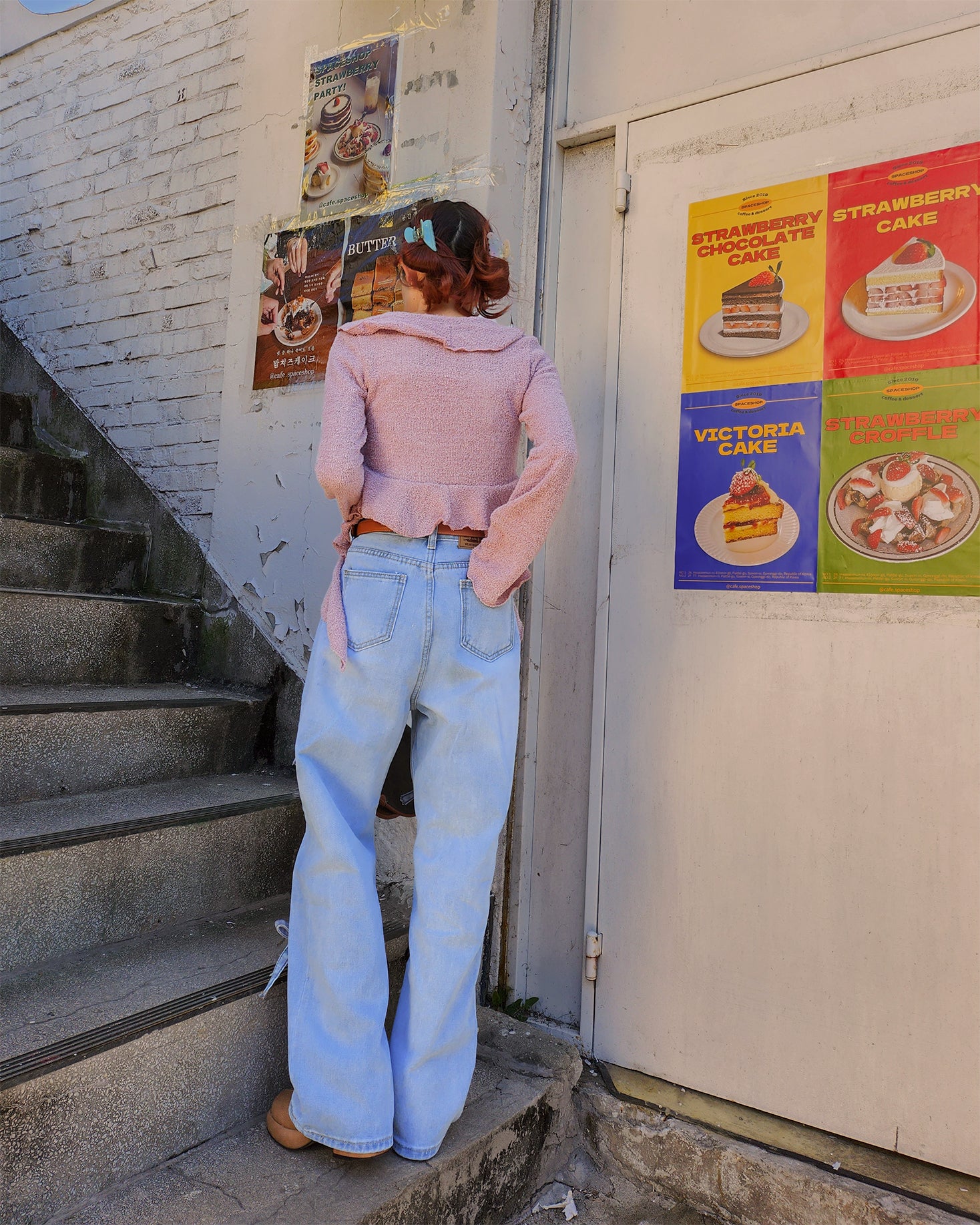 ribbon denim pants