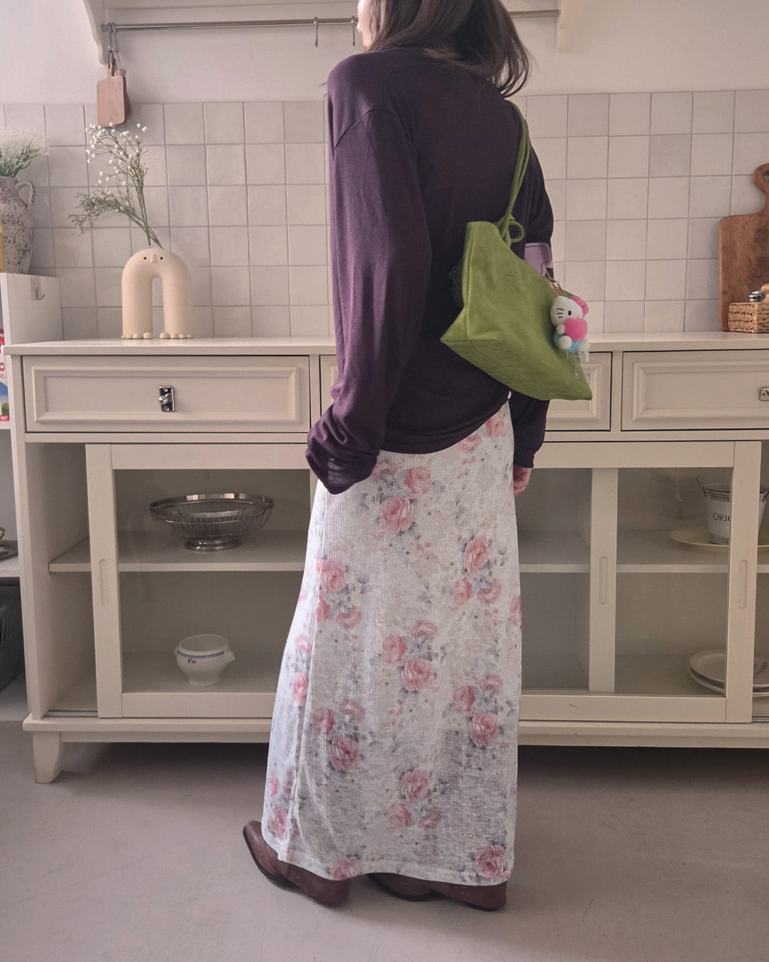 blurred rose long skirt