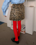 leopard wool mini skirt