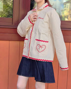 red ribbon embroidery cotton jacket