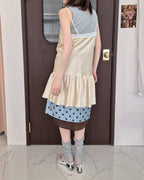 lace satin flare mini dress