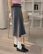 waist frill pleats middle skirt