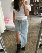 V neck puff shoulder top
