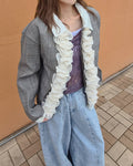 glen check frill jacket