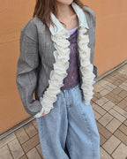 glen check frill jacket