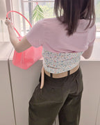 vintage like flower rib tube top