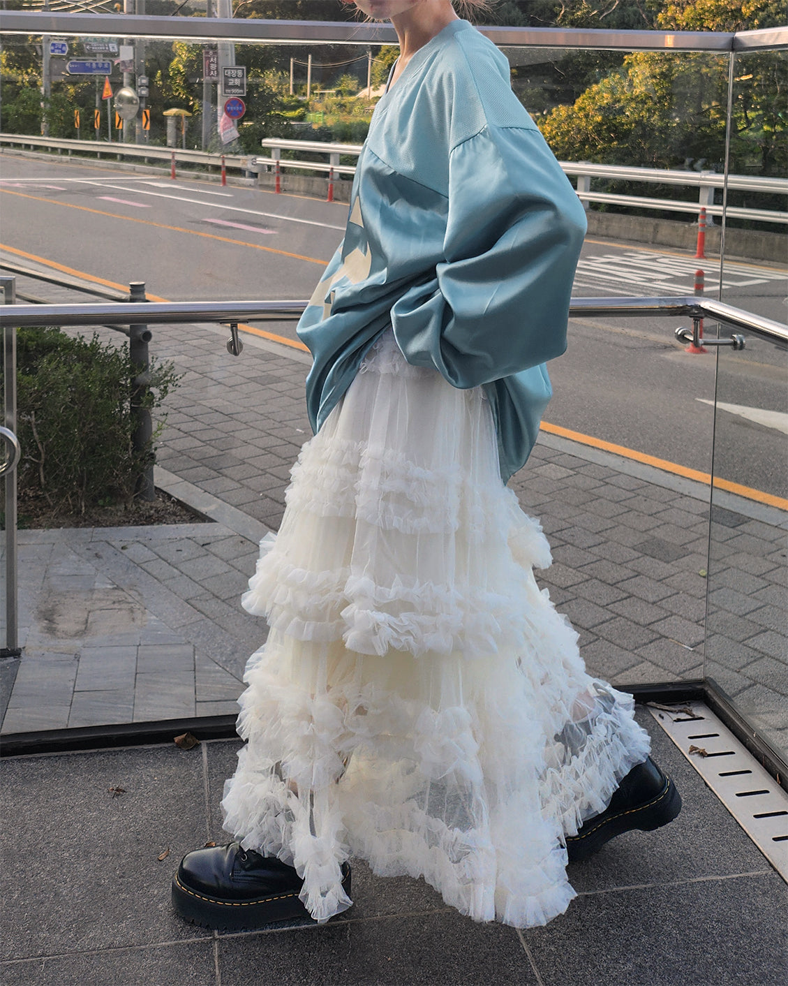 tiered volume frill tulle skirt