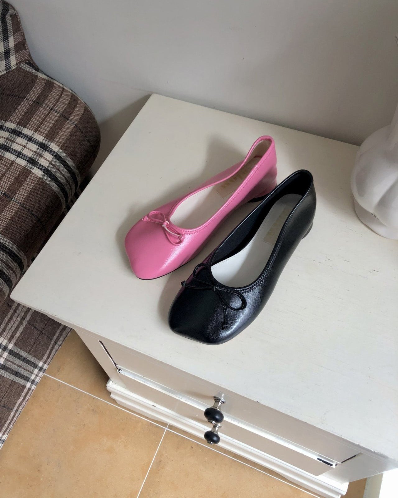ribbon rounded square toe shoes